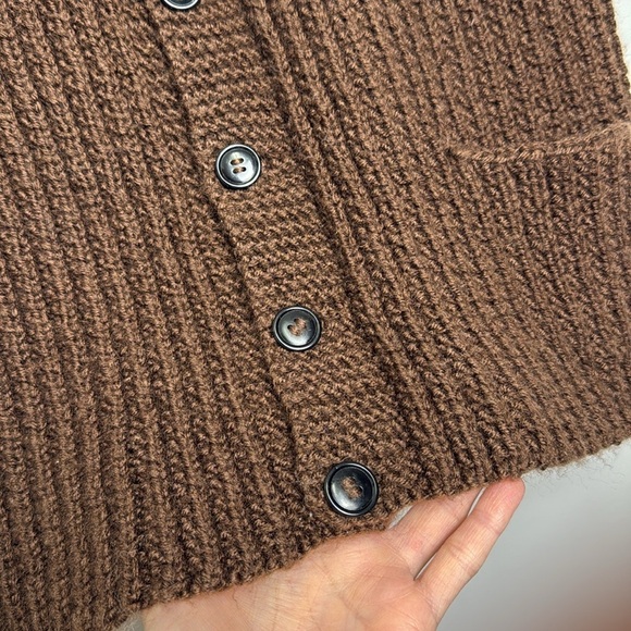 Vintage Brown Chunky Knit Wool Sweater Vest Button Grandpacore Dadcore - Picture 8 of 13